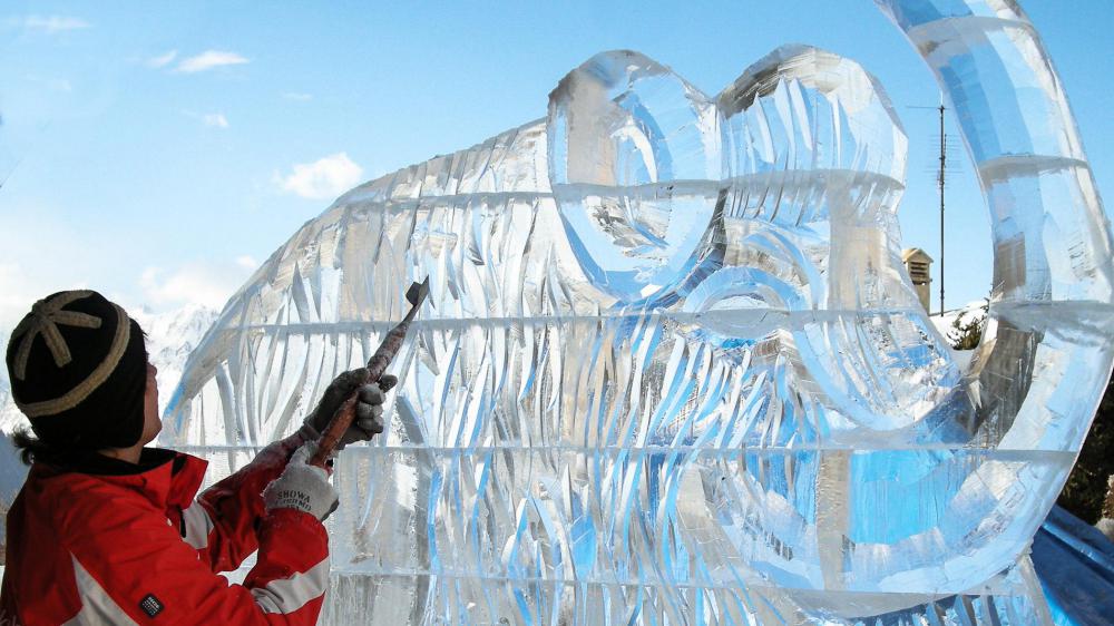 eisskulpturen live hergestellt