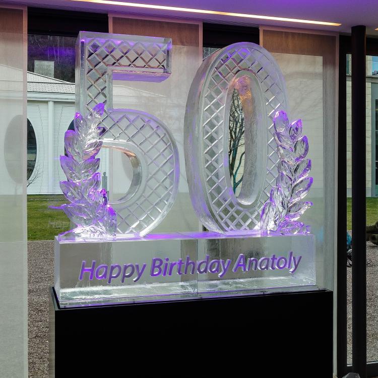 eisskulpturen.ch  Eislogo Geburtstag 50