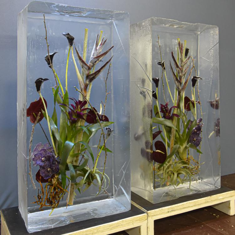 Eisskulpturen_eingefrorene Blumen